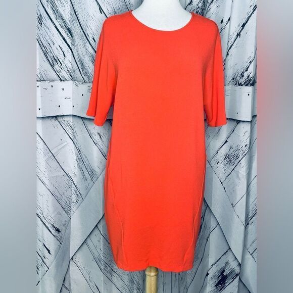 WAYF coral orange short sleeve dress M - Picture 1 of 6